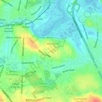 Топографическая карта Milton Hill, высота, рельеф