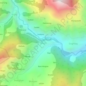 Топографическая карта Bhutti, высота, рельеф