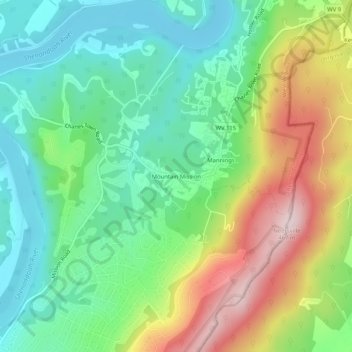Топографическая карта Mountain Mission, высота, рельеф