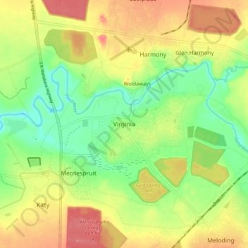 Топографическая карта Virginia, высота, рельеф