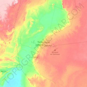 Топографическая карта Timimoun, высота, рельеф