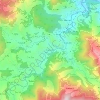 Топографическая карта Kutachi, высота, рельеф