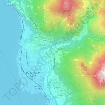 Топографическая карта Rongio, высота, рельеф