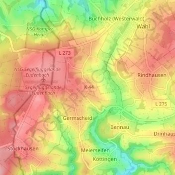Топографическая карта Muß, высота, рельеф
