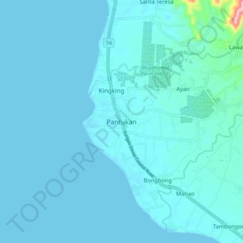 Топографическая карта Pantukan, высота, рельеф
