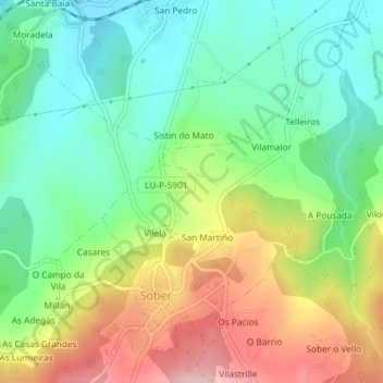 Топографическая карта Martur, высота, рельеф