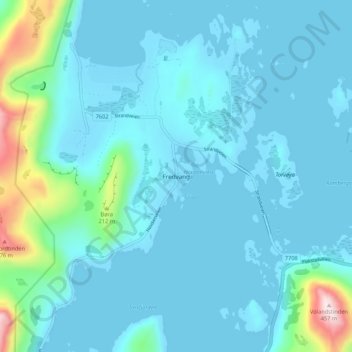 Топографическая карта Fredvang, высота, рельеф