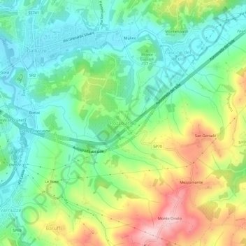 Топографическая карта Pozzolatico, высота, рельеф