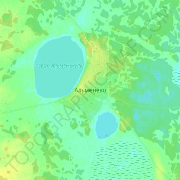 Топографическая карта Альменево, высота, рельеф