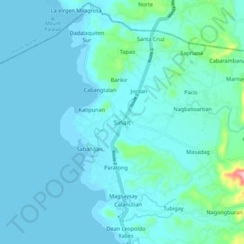 Топографическая карта Sinait, высота, рельеф