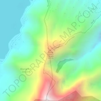 Топографическая карта Abang (lower) / Trunyan, высота, рельеф