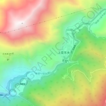 Топографическая карта 如丙岗村, высота, рельеф