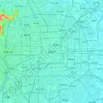 Топографическая карта Пекин, высота, рельеф