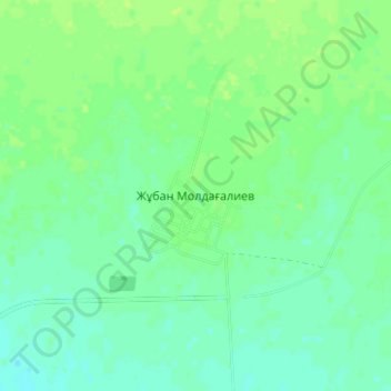 Топографическая карта Жубана Молдагалиева, высота, рельеф