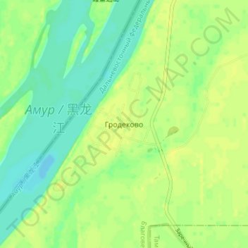 Топографическая карта Гродеково, высота, рельеф