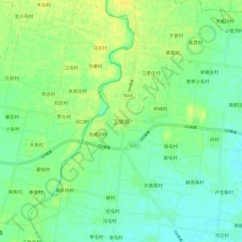 Топографическая карта 卫贤镇, высота, рельеф