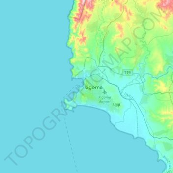 Топографическая карта Kigoma, высота, рельеф