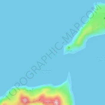 Топографическая карта острова Ушишир, высота, рельеф