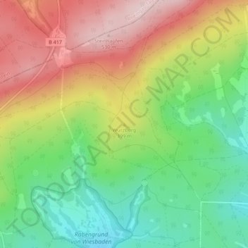 Топографическая карта Würzburg, высота, рельеф