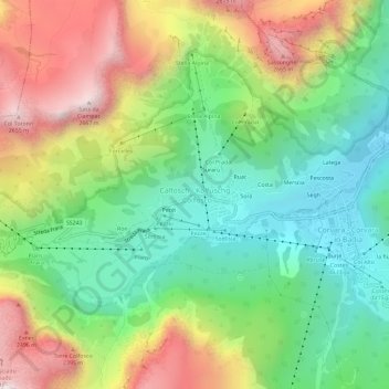 Топографическая карта Colfosco, высота, рельеф