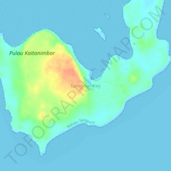 Топографическая карта Tanimbar Key, высота, рельеф