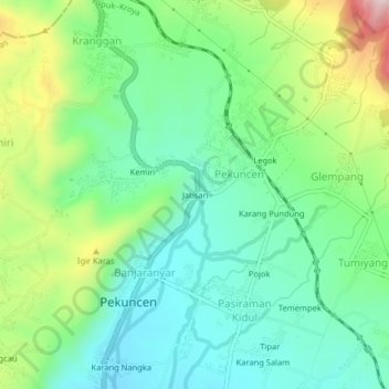 Топографическая карта Jatisari, высота, рельеф