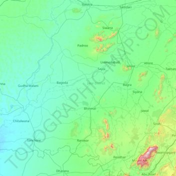 Топографическая карта Jālor, высота, рельеф