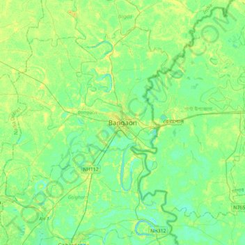 Топографическая карта Bangaon, высота, рельеф