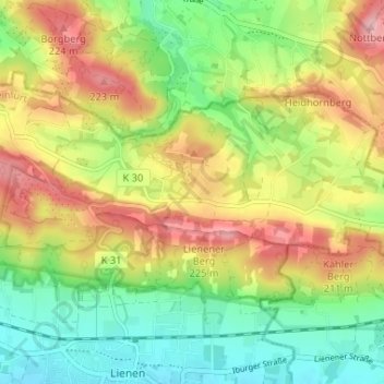 Топографическая карта Holperdorp, высота, рельеф