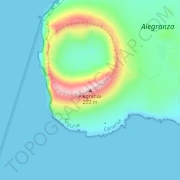 Топографическая карта Alegranza, высота, рельеф