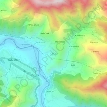 Топографическая карта Ranau, высота, рельеф