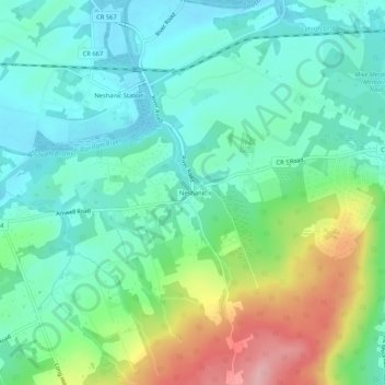 Топографическая карта Neshanic, высота, рельеф