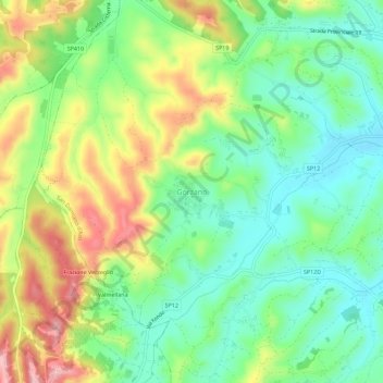 Топографическая карта Gorzano, высота, рельеф