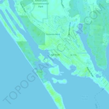 Топографическая карта Cape Haze, высота, рельеф
