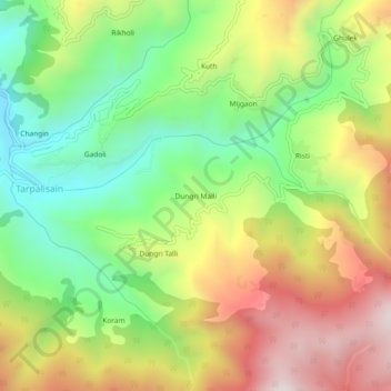 Топографическая карта Dungri Malli, высота, рельеф