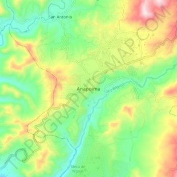Топографическая карта Anapoima, высота, рельеф