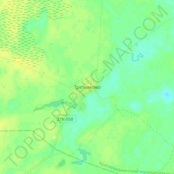 Топографическая карта Третьяково, высота, рельеф