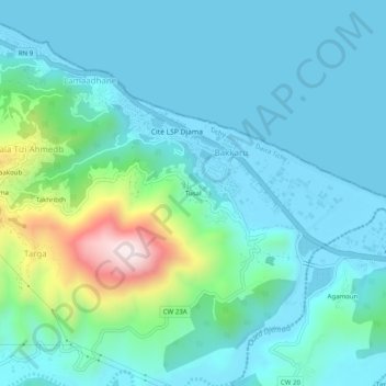 Топографическая карта Thoussal, высота, рельеф