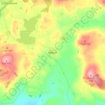 Топографическая карта Milton, высота, рельеф
