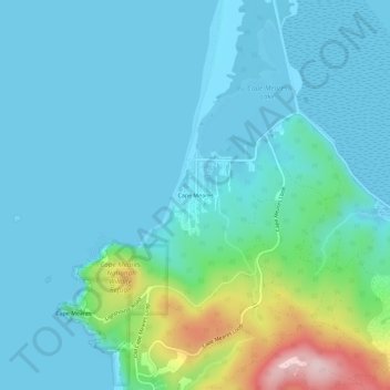 Топографическая карта Cape Meares, высота, рельеф