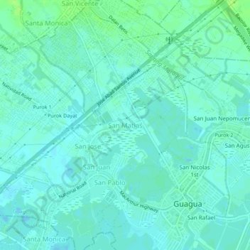 Топографическая карта San Matias, высота, рельеф