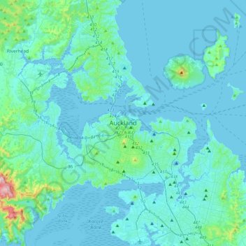 Топографическая карта Окленд, высота, рельеф