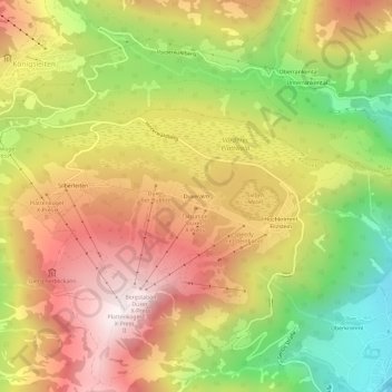 Топографическая карта Duxeralm, высота, рельеф