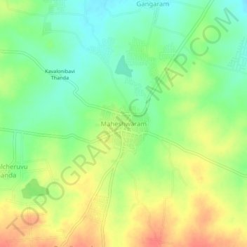Топографическая карта Maheshwaram, высота, рельеф