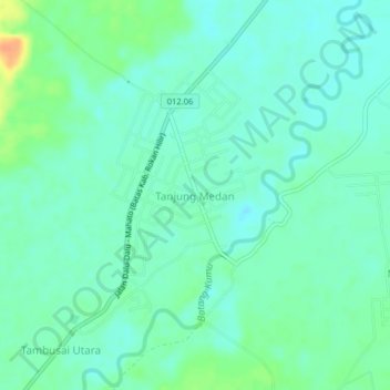 Топографическая карта Tanjung Medan, высота, рельеф