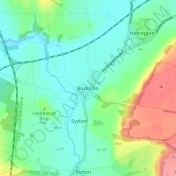 Топографическая карта Barkston, высота, рельеф
