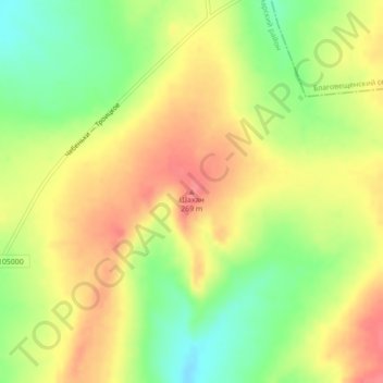 Топографическая карта Шахан, высота, рельеф