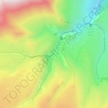 Топографическая карта Нарзан глазной, высота, рельеф