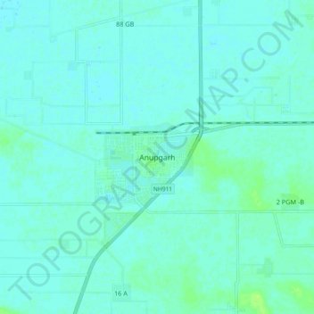 Топографическая карта Anupgarh, высота, рельеф