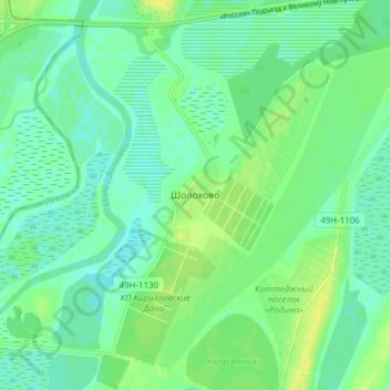 Топографическая карта Шолохово, высота, рельеф